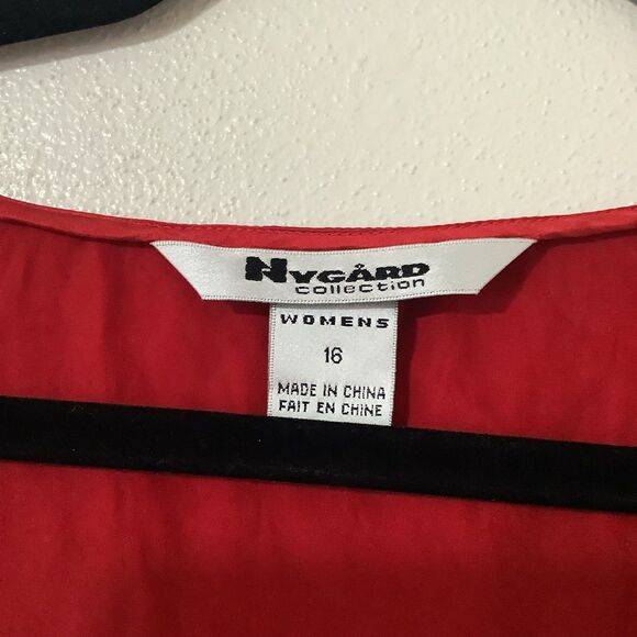 Vintage Y2K 2000s Red Satin Lace Romantic Feminine Glam Blouse Sz 16 - Picture 4 of 8